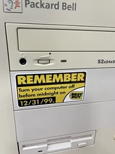 REMEMBER Turn Your Computer Off Best Buy Y2K Case FLAT Sticker Retro 586 PC Bug