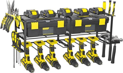 6 Drill Holders Wall Mounted Storage Rack Garage Power Tool Garage Wall Mount US