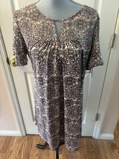 Perseption Concept Grey Burgundy Paisley Work Dress Size Med