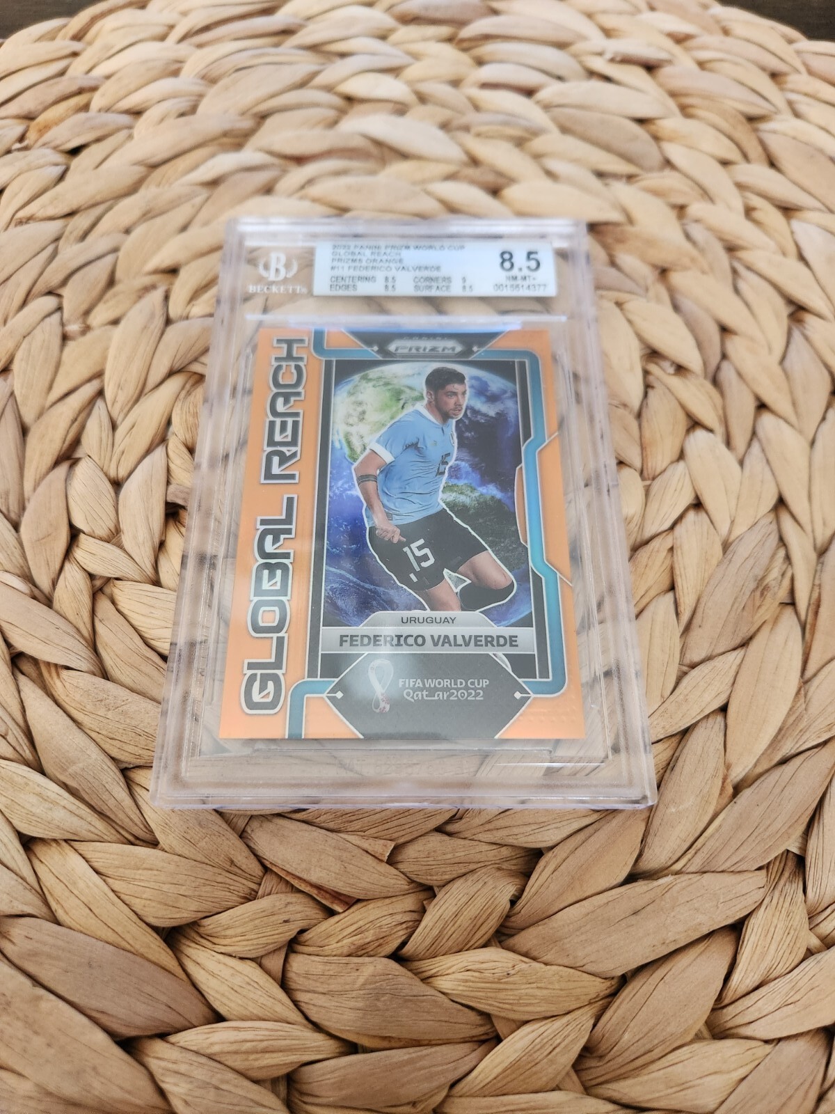 2022 Panini Prizm World Cup Global Reach Orange 03/25 Federico Valverde #11 8.5