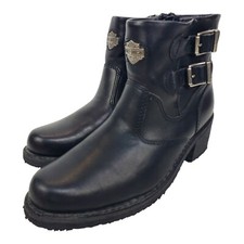 Vintage HARLEY DAVIDSON Boots Women Size 8 Leather Double Buckle Zip Biker 88450