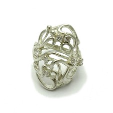 Handmade Genuine Sterling Silver Ring Solid 925 With 7 Cubic Zirconia Empress