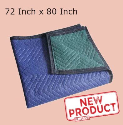 Moving Blanket Pad Protecting Furniture 72'' x 80'' Nonwoven Quilted Blue/Green