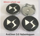 4x 60mm DS black emblem logo hub caps hub cap for Citroen, DS