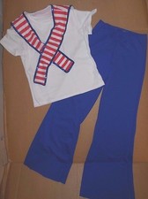 Patriotic Dance Costume Sailor Red White Blue sequin edge Boys 3pc Spandex