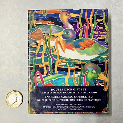 VINTAGE 2ER-PACK SELTENE AVON KUNSTSTOFFBESCHICHTETE ENTE SPIELKARTEN 1993