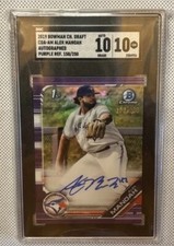 2019 Bowman Chrome Draft Alek Manoah CDA-AM Auto Purple Ref/250 SGC 10 GEM MINT 