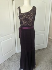 Purple Metallic Lace Contrast Mermaid Dress RM Richards Formal Evening 10 Tiered