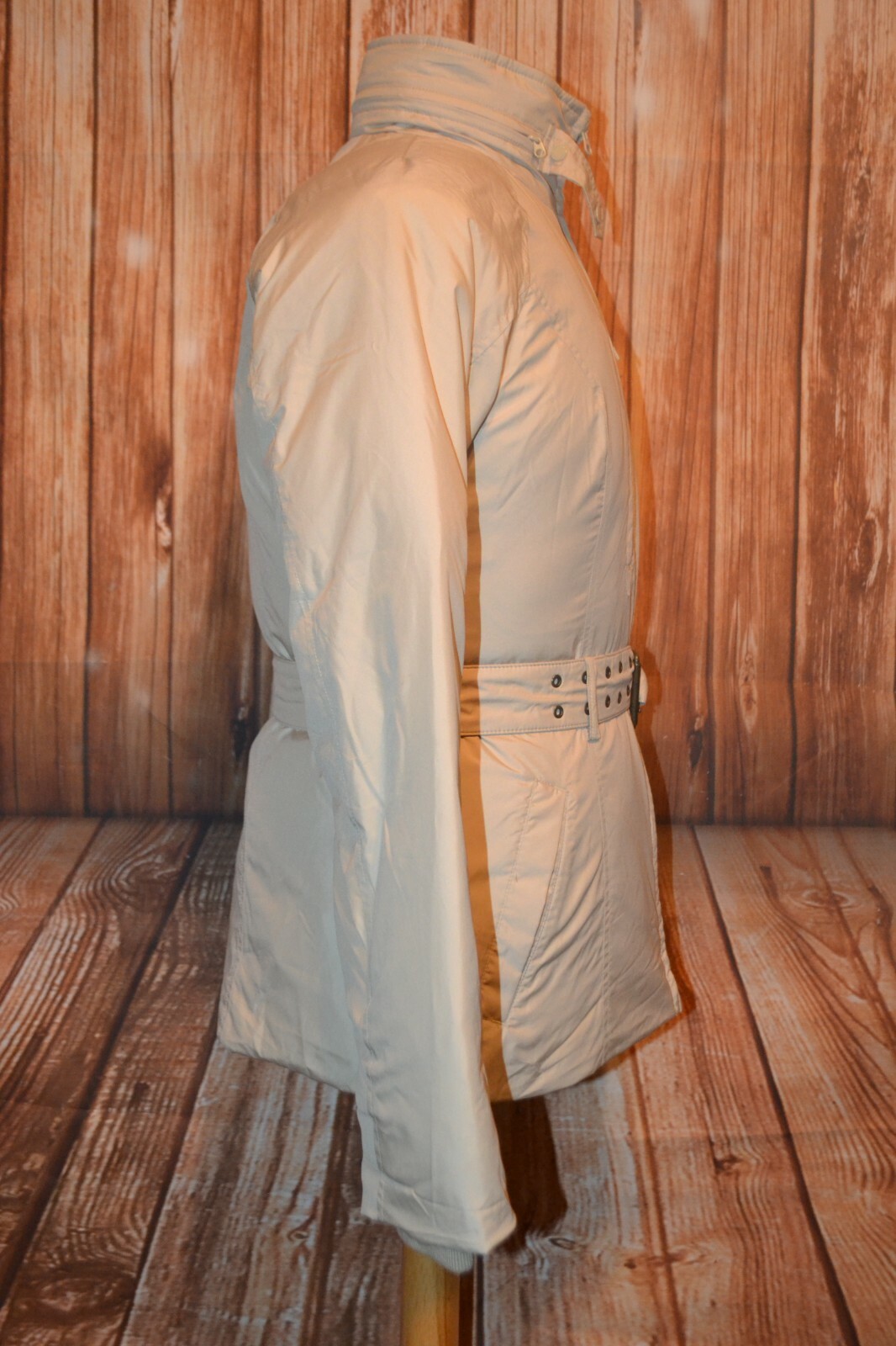 Tommy Hilfiger Women's Outerwear Beige Puff Down Waist Belt Winter Coat Sz S thumbnail 6