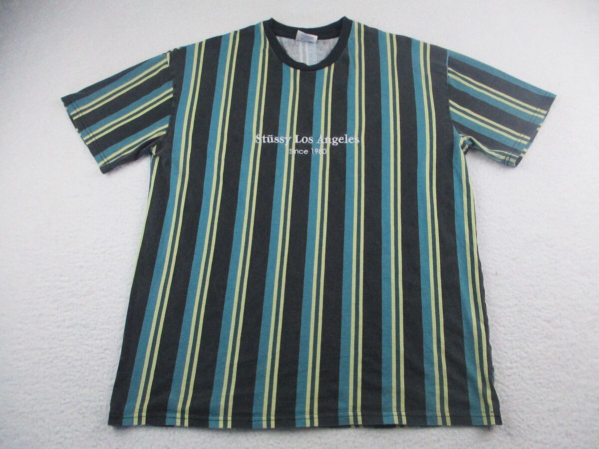Vintage Stussy T-Shirt Los Angeles 1980 Stripped Green Vintage Stussy T-Shirt Los Angeles 1980 Stripped Green