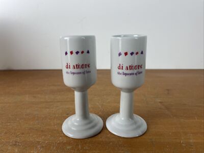 Di Amore Footed Shot Glass Ceramic Amaretto Liqueur of Love Liquor Cordial PAIR