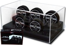 BCW Deluxe Acrylic Black Base Five (5) Hockey Puck Display Case showcase holder
