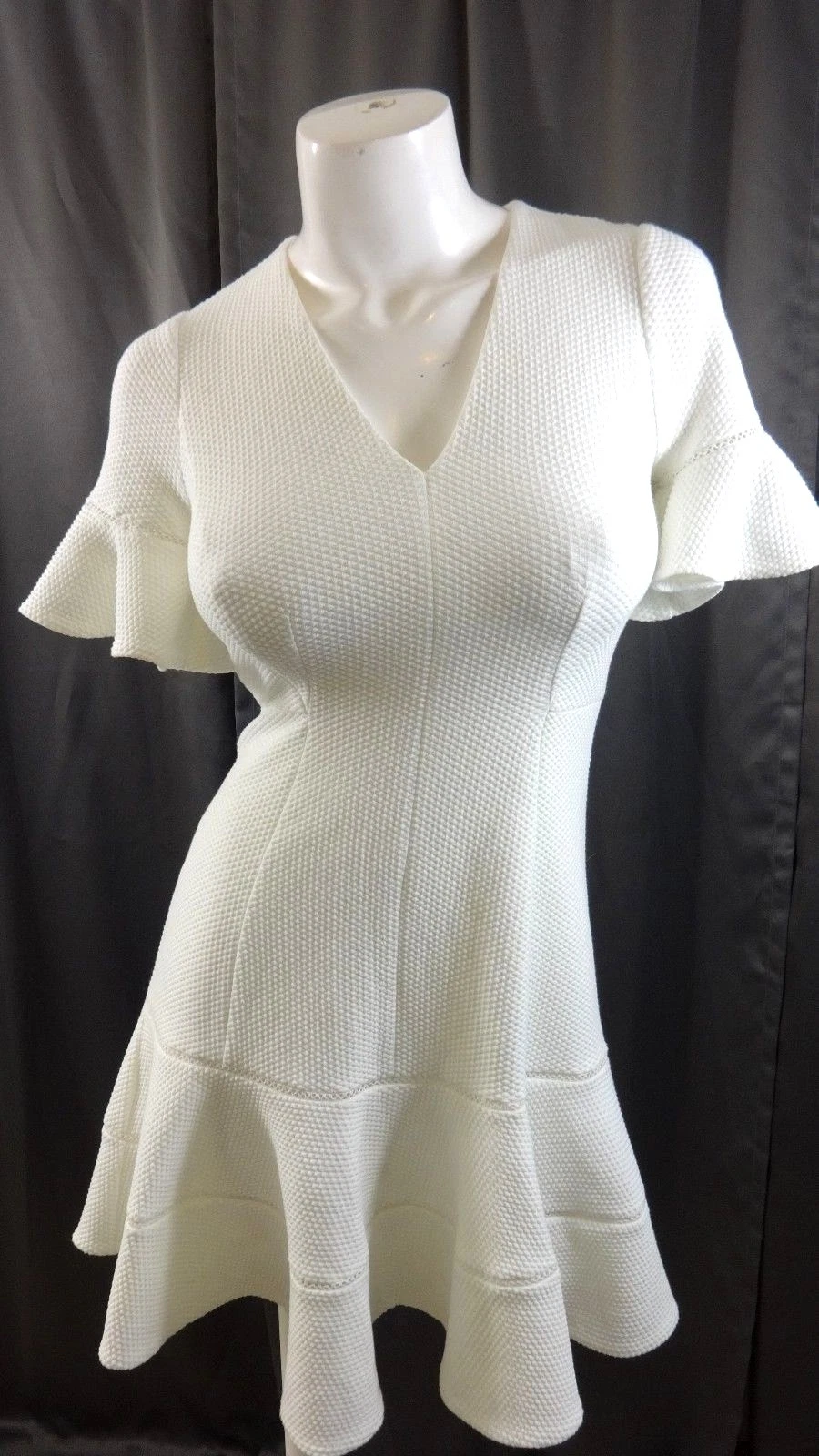 OFF WHITE $425 NUOVO CON ETICHETTE REBECCA TAYLOR DONNA BIANCO SPORCO VESTIBILITÀ E SCAMPANATO MAGLIA TESTURIZZATA TAGLIA 0