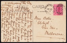Victoria Scott 219 Post Card  from Hawthorn to Melbourne (1907) G-F M