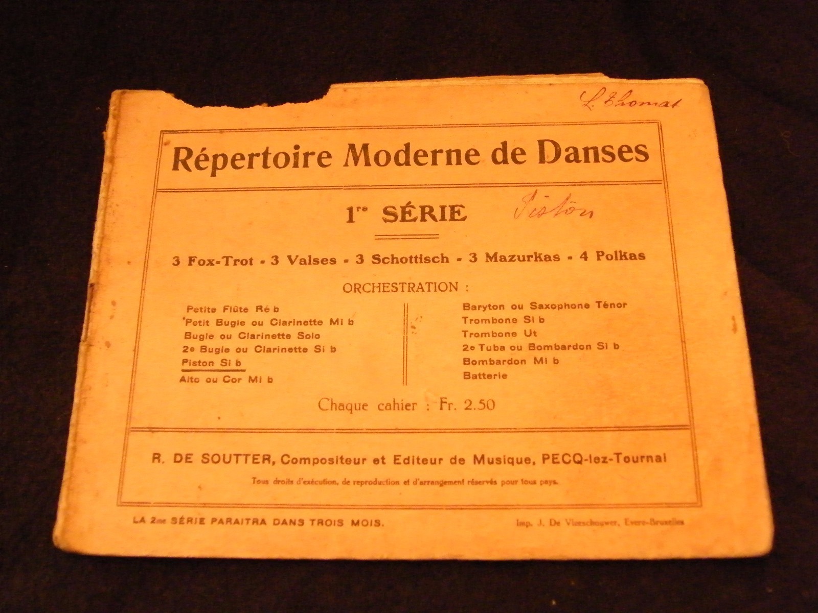 Partitura Repertorio Moderno De Danza PISTON Si B