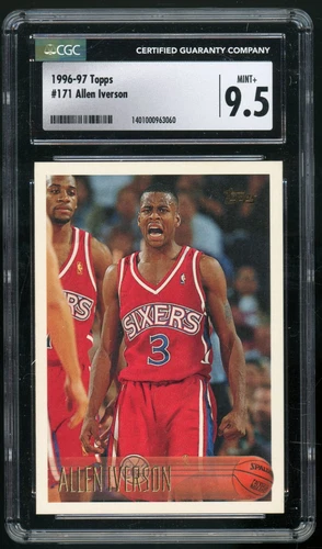 ALLEN IVERSON 1996-97 Topps #171 Philadelphia 76ers Rookie RC HOF CGC 9.5 Mint+