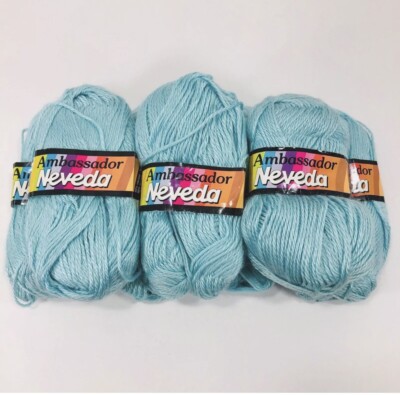 Vintage Neveda Yarn Ambassador 2153 Robin Egg Blue Plied Acrylic Blend Lot of 7