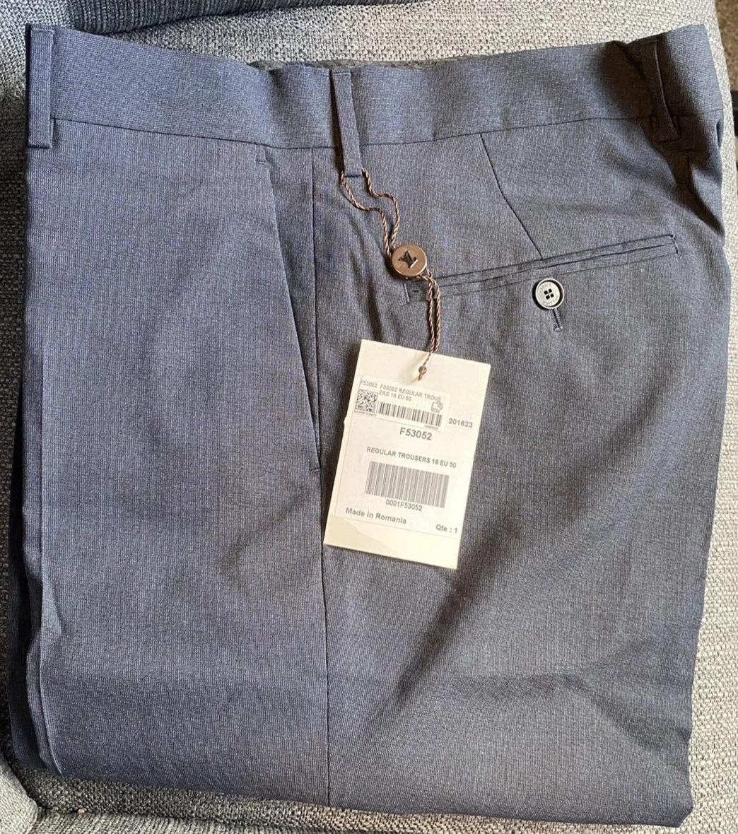 LOUIS VUITTON（LV） AUTENTICO PANTALONE LOUIS VUITTON RTW REGULAR BLU TAGLIA 50 100% LANA + BUSTA LV