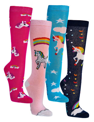 Kinder Kniestrümpfe, mit Dessin im 3er Pack, Motiv ''Einhorn''