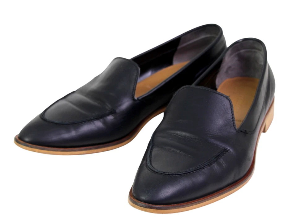 ZAPATOS MOCASINES SIN CORDONES EVERLANE NEGROS DE CUERO GENUINO TACÓN BAJO PUNTA ALMENDRA Talla 10 Foto 2 de 4