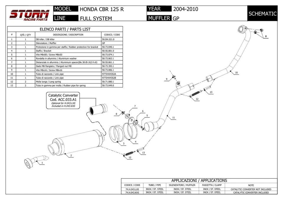 Silenciador sistema completo Storm por Mivv Gp acero completo Honda Cbr 125 R 2007 07 Foto 3 de 3