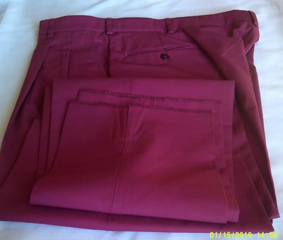 NEW, Maroon, men's casual pants, made in the USA of P/C Sizes; 36 thru 52