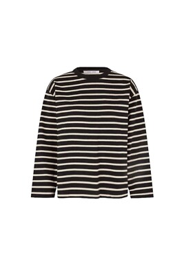 Samsøe Samsøe Shirt Jane langarm in black/bean gestreift