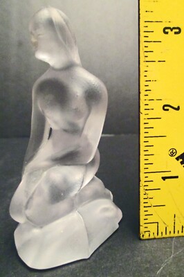 Vintage Copenhagen Crystal Velvet Nude Lady on a Rock Holmegaard Kastrup Danish