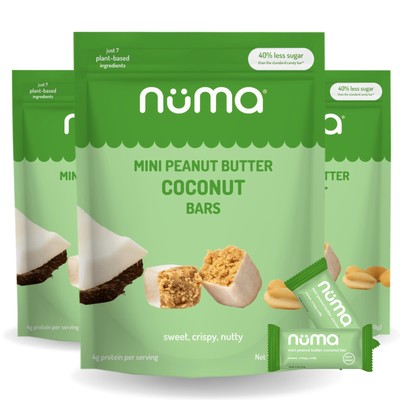 Numa Foods Mini Coconut Peanut Butter Bars   Vegan Low Sugar High Protein All...