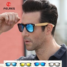 Unisex Bamboo Wood Sunglasses Wooden Temple Driving Party Retro Glasses New