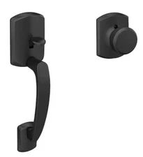 Schlage Greenwich Matte Black Door Handleset FE285 GRW 622 BWE GRW