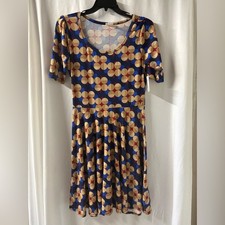 LulaRoe Geometric Patterned Blue and Tan Nicole Dress Size XL New with tags.