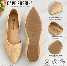 Cape Robbin Women’s Beige Woven Pointed Toe Slip-On Flats Comfort Non-Slip 7