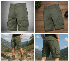 Men's Tactical Cargo Shorts Army Green Multi Pocket Outdoor Hiking Work Shorts