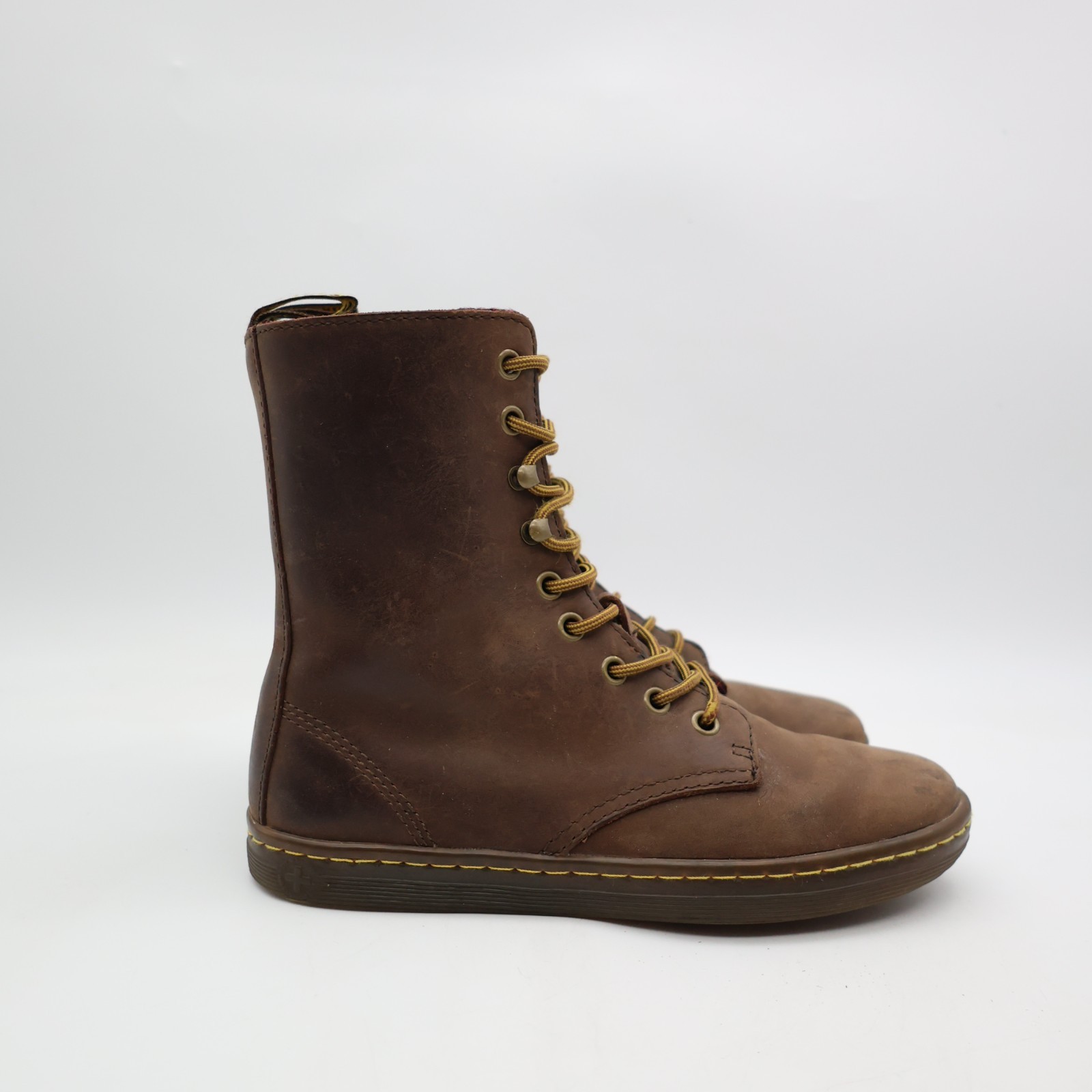 Doc Dr Martens Tehani Boots Women's Size 5 Brown Leather Plaid Combat Flat