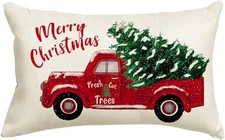 Christmas Pillow Covers Red Truck Merry Christmas Decorations Winter Decorative