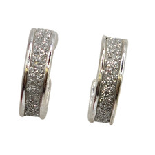 Hoop Earrings Womens Small Silver Tone Glitter Textured Look Studs SKU 2784