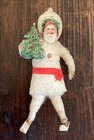 #5 - Antique Christmas German SANTA CLAUS on Wood SKIS Cotton ORNAMENT — photo 4
