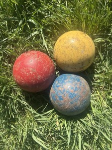 Set Of 3 Vintage Wooden Croquet Balls, 3 1/2”