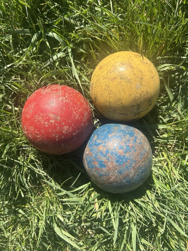 Set Of 3 Vintage Wooden Croquet Balls, 3 1/2”