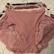 5 Laura Ashley Panties Brief Underwear Nylon Spandex Size Small Lace No Show