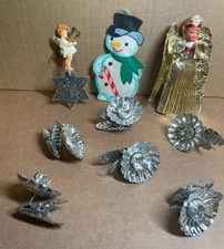Vintage 60's 6 Clip Candle holders for Christmas Tree Snowman Ornament Angel