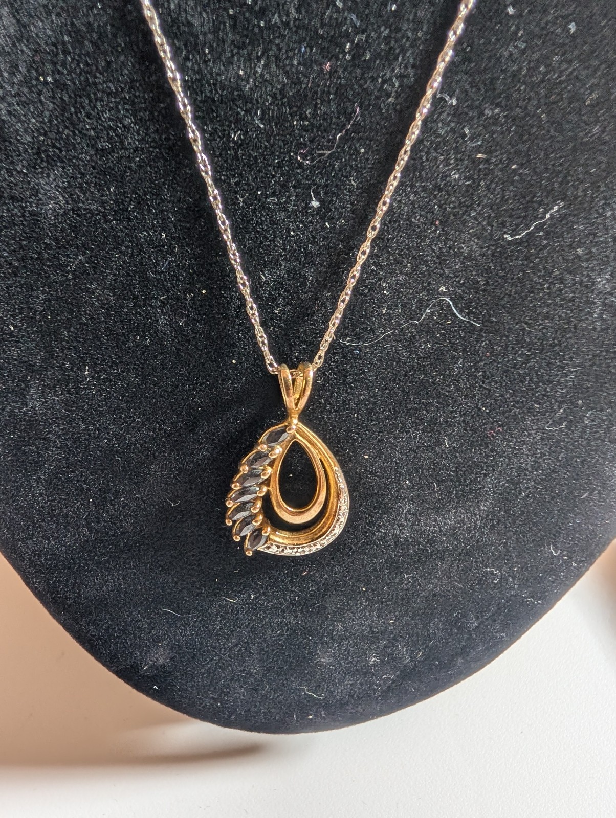 Sterling Silver Multiple Row Teardrop Pendant Nec… - image 2