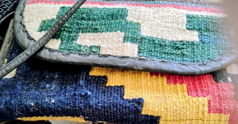 Cartera/bolso de mano bandolera Joan & David Kilim de colección años 90 tapiz multicolor Foto 3 de 4