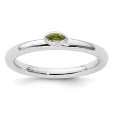 Sterling Silver Stackable Expressions Peridot Ring Size 7 for Women