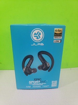 JLab Epic Sport ANC 3 Dual-Driver Sport Wireless Earbuds Black Open Box 