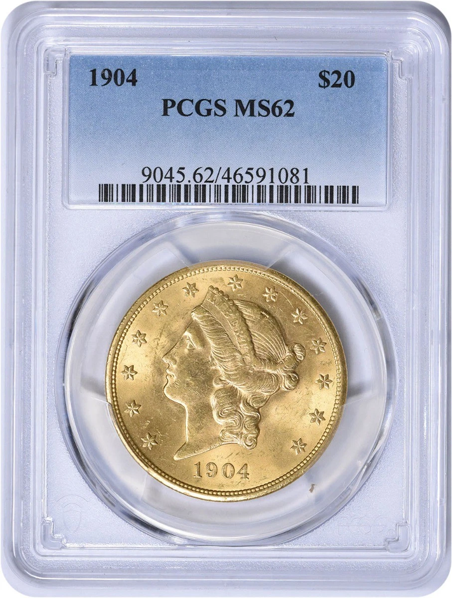 1904 $20 Gold Liberty Head MS62 PCGS