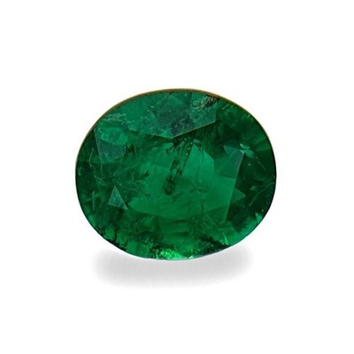Zambian Emerald 6.8 X 5.8 Vivid Green Oval Gemstone
