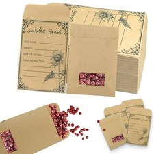 100 Pack Seed Saving Envelopes with Clear Window, 4.72  3.15 Inch