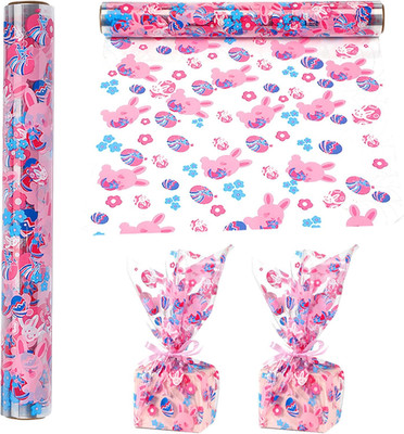 100ft Easter Cellophane Wrap Roll - Easter Cello Wrapping Paper for Gift Baskets